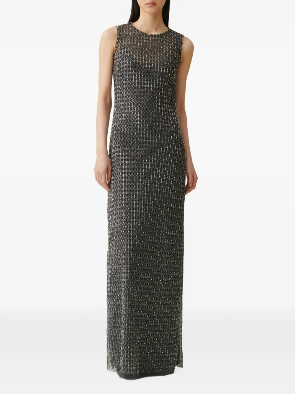 Fabiana Filippi Moonlight maxi-jurk verfraaid met kralen Grijs