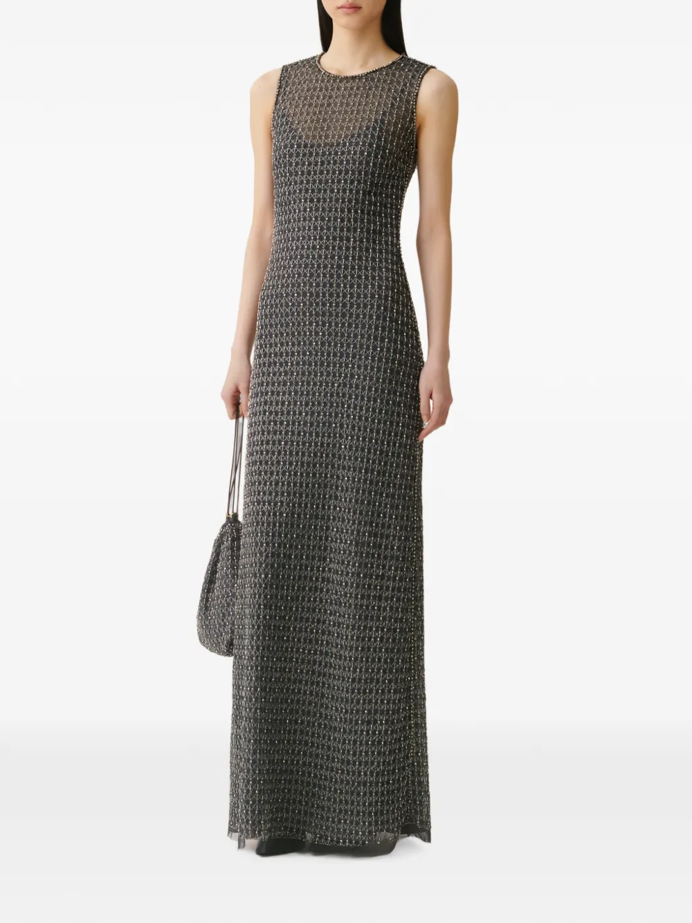 Fabiana Filippi Moonlight maxi-jurk verfraaid met kralen Grijs