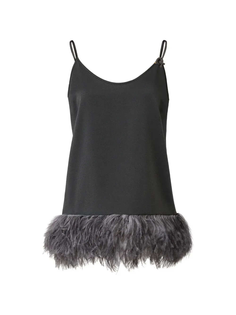Fabiana Filippi feather-trim bead-embellished camisole top - Noir