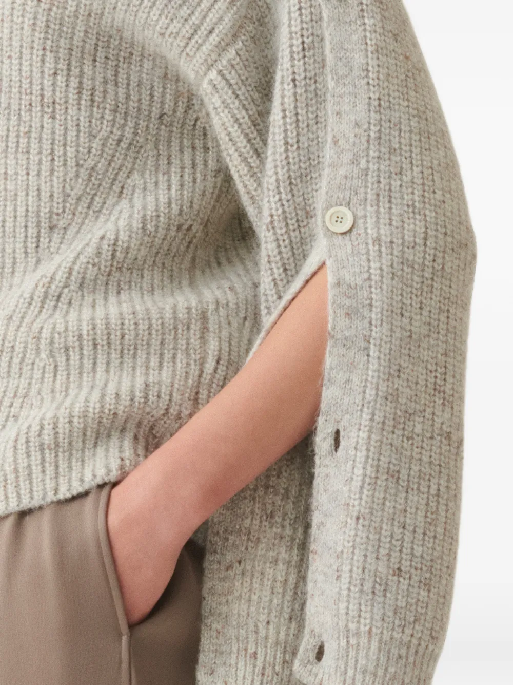 Fabiana Filippi buttoned-sleeve ribbed-knit sweater Grijs