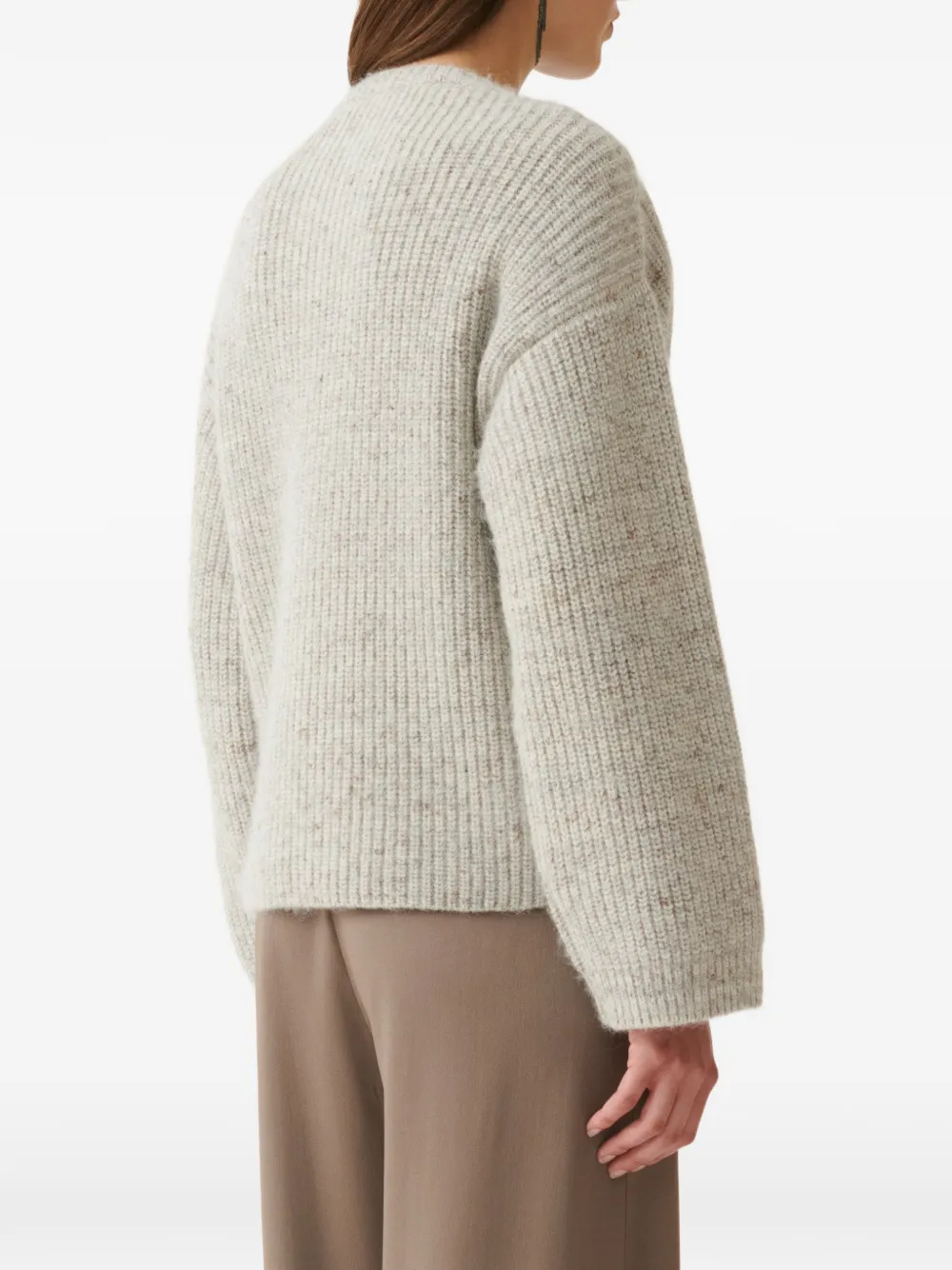 Fabiana Filippi buttoned-sleeve ribbed-knit sweater Grijs