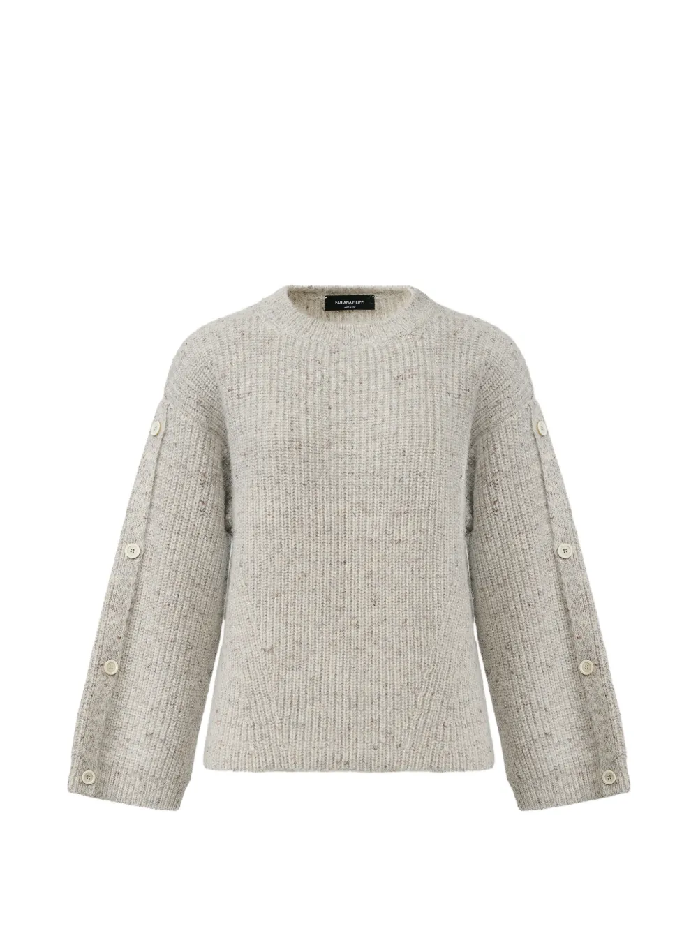 Fabiana Filippi buttoned-sleeve ribbed-knit sweater Grijs