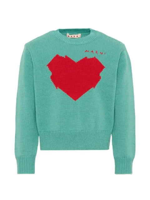 Marni Kids heart-intarsia elbow-patch sweater