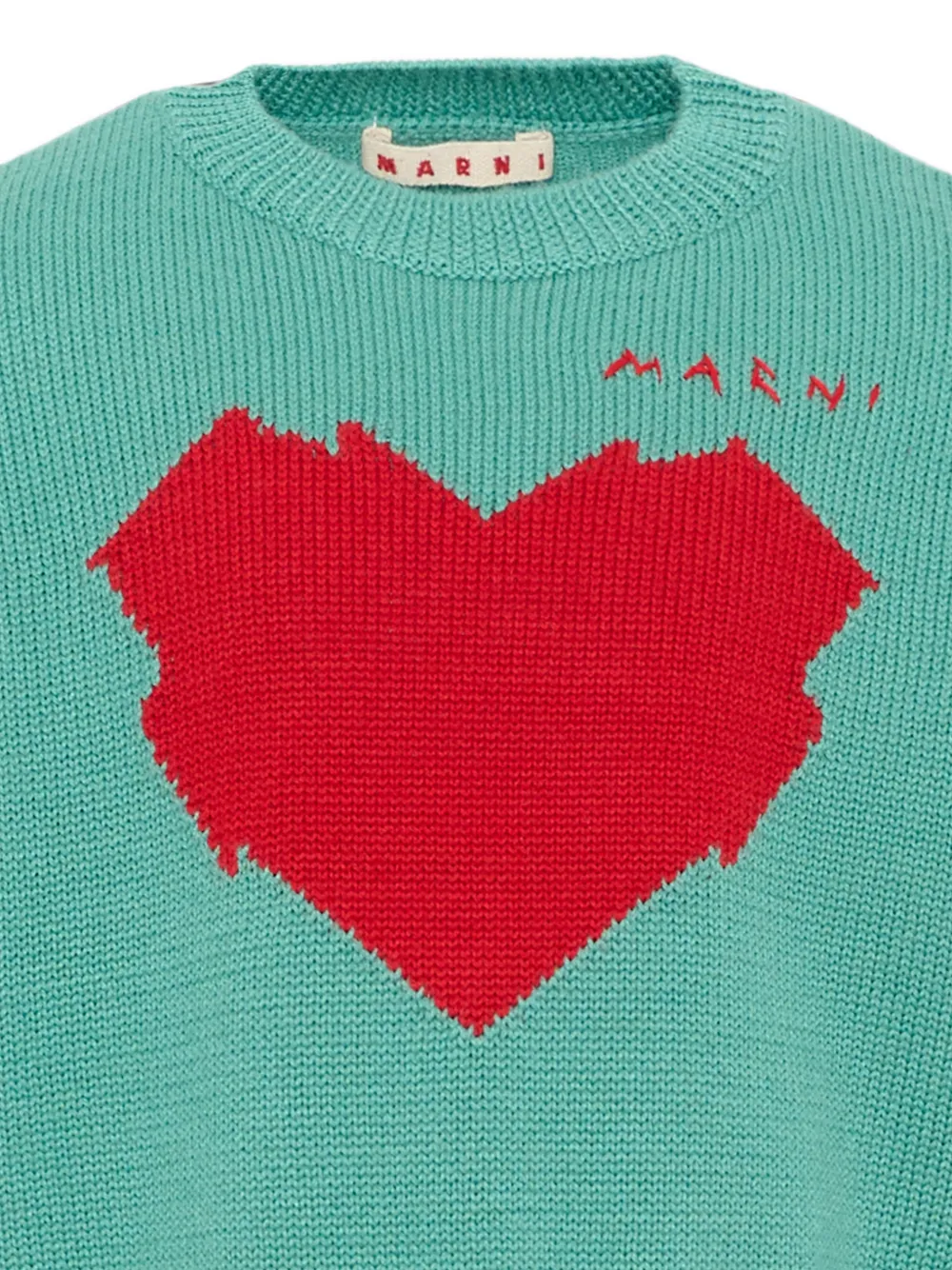 Marni Kids Trui met elleboogpatch en hart-intarsia Groen