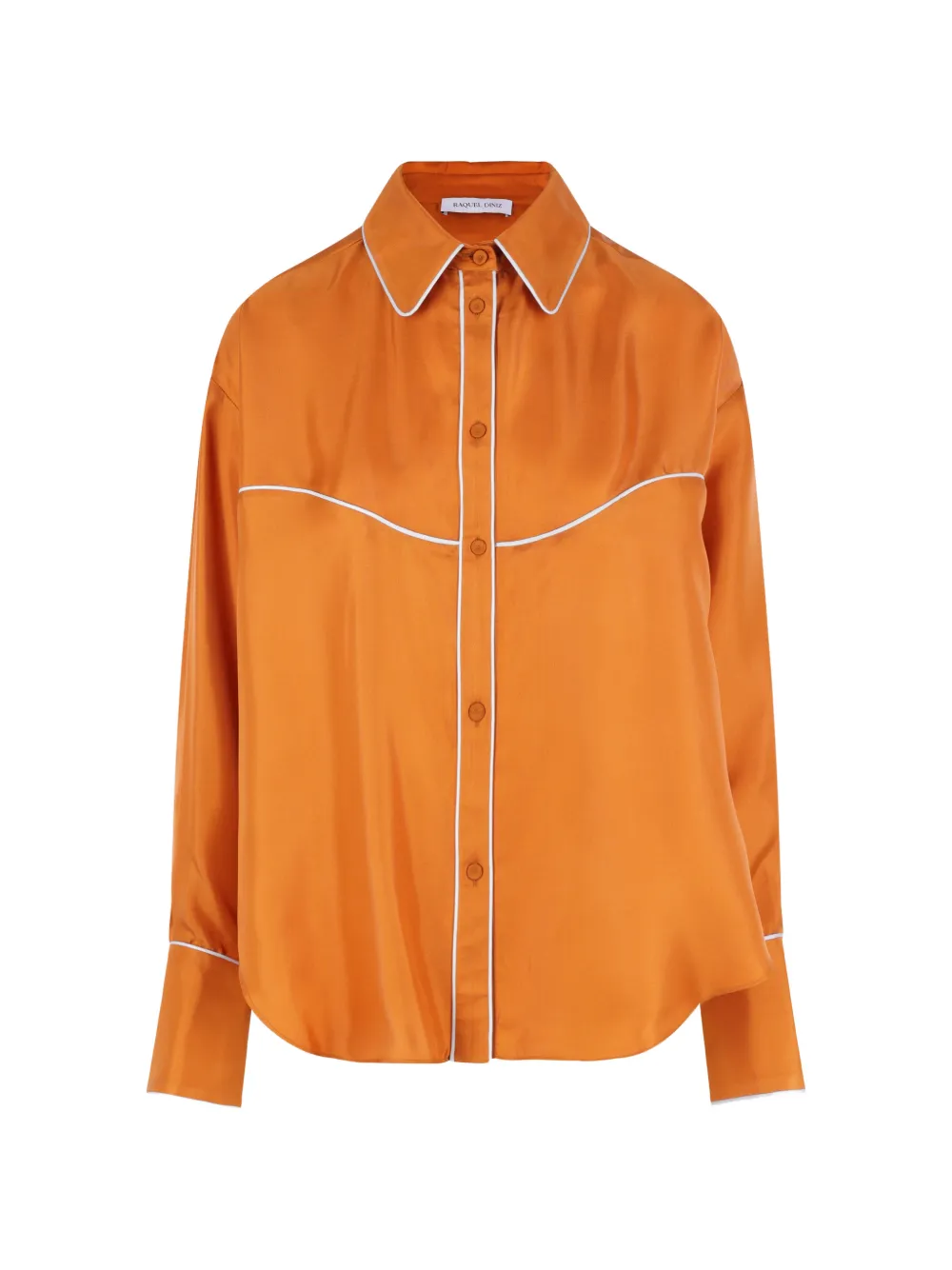 Raquel Diniz piping-detail silk shirt - Orange