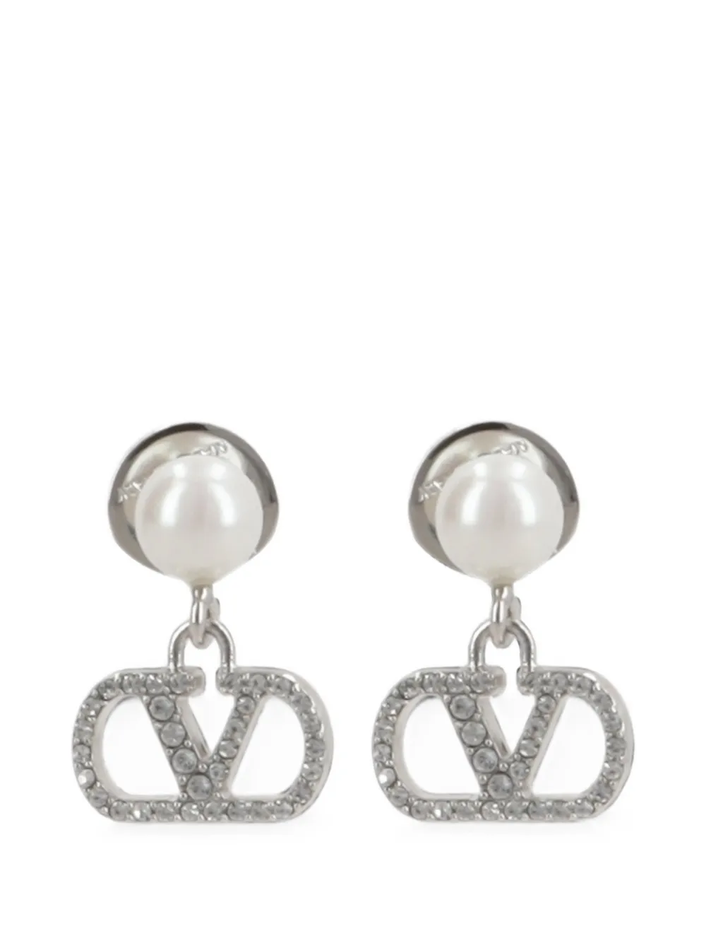 Valentino Garavani VLogo crystal-embellished earrings - Argento