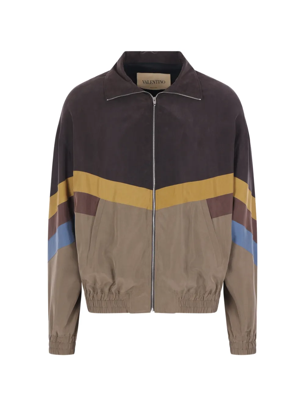Valentino Garavani silk chevron bomber jacket - Marrone