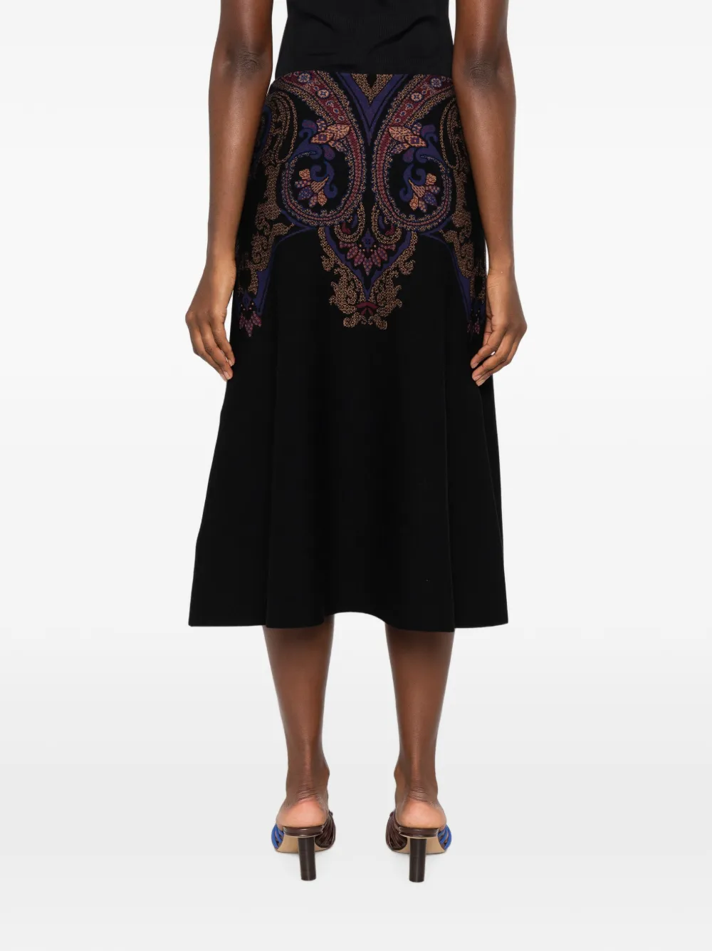 ETRO Midi-rok met A-lijn en paisley-patroon Zwart