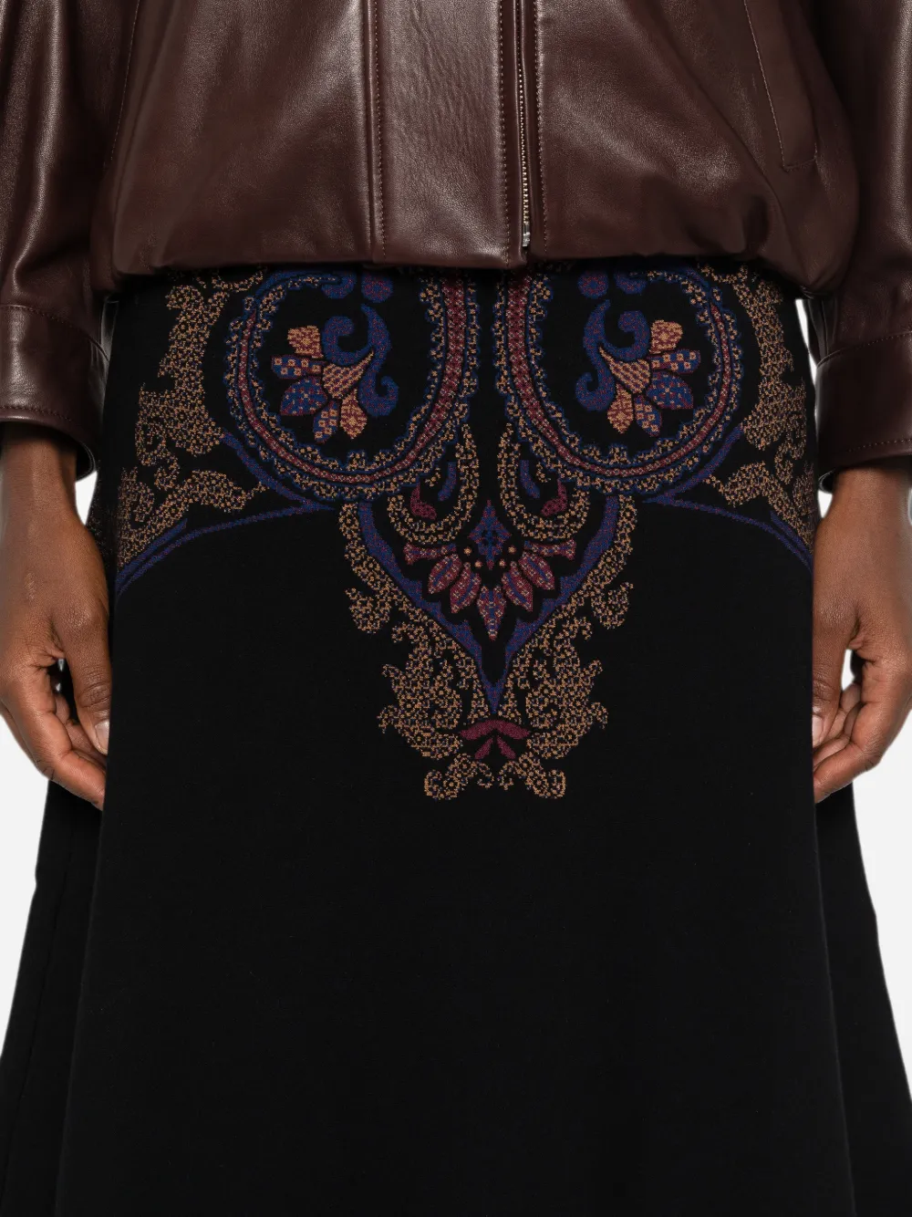 ETRO Midi-rok met A-lijn en paisley-patroon Zwart