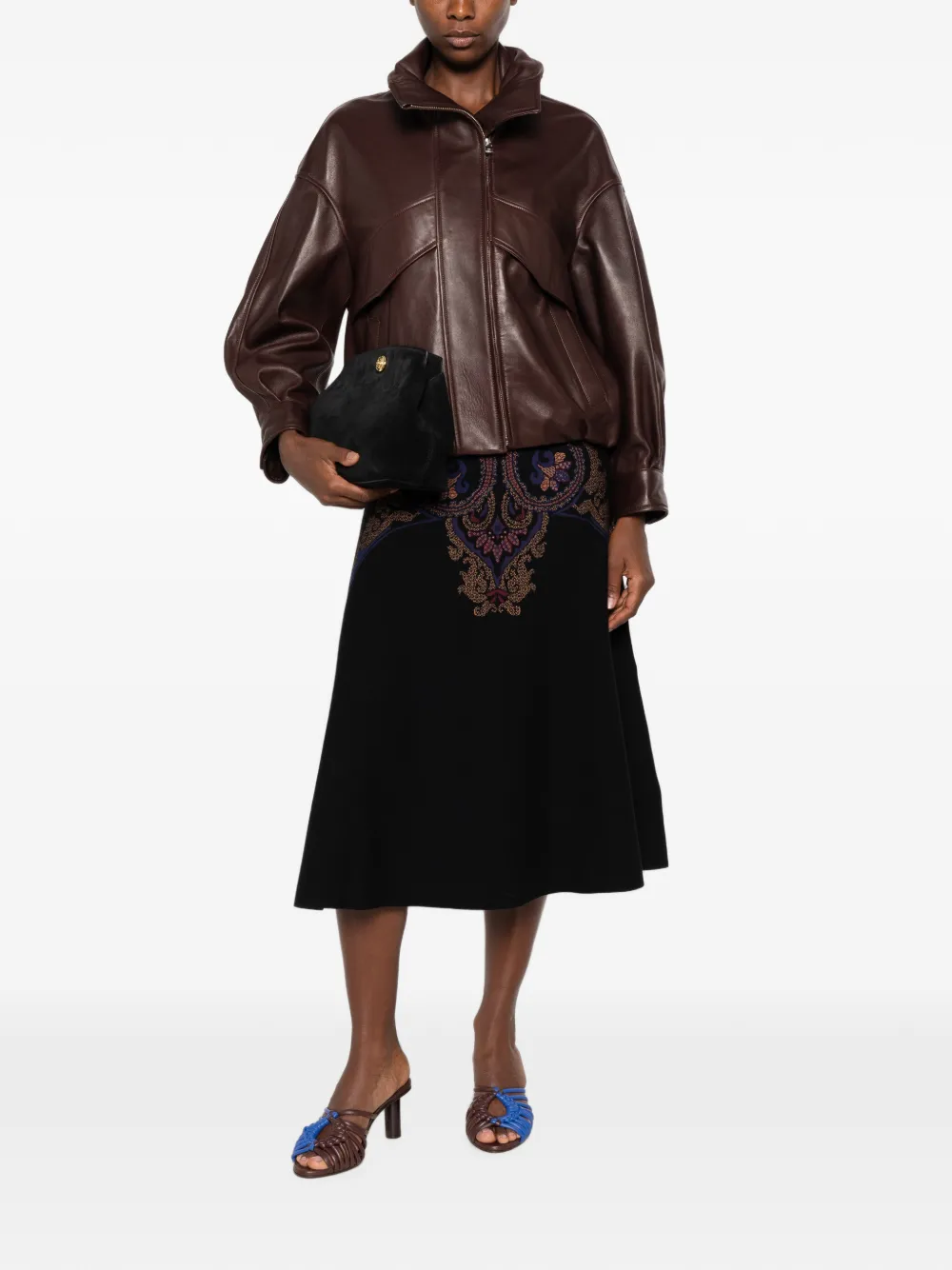 ETRO Midi-rok met A-lijn en paisley-patroon Zwart