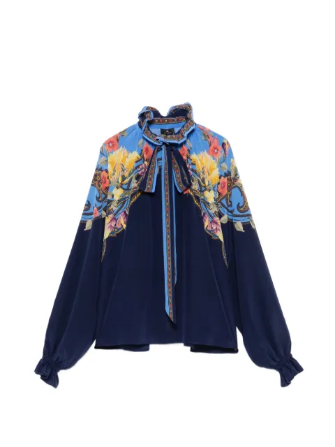 ETRO floral-print ruffled-collar blouse