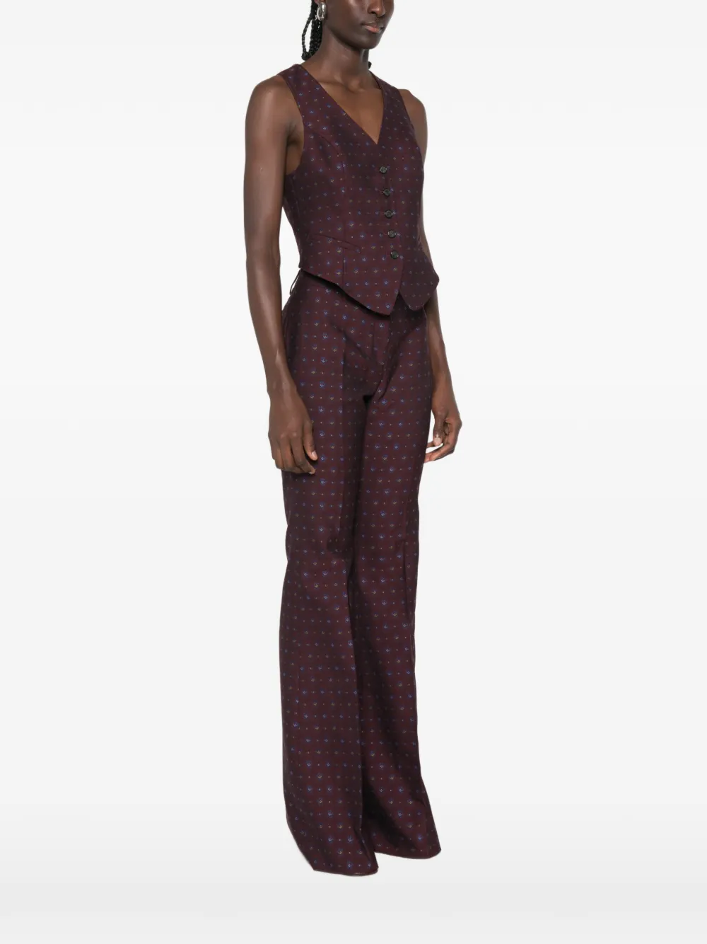ETRO Gilet met geometrisch patroon en V-hals Bruin