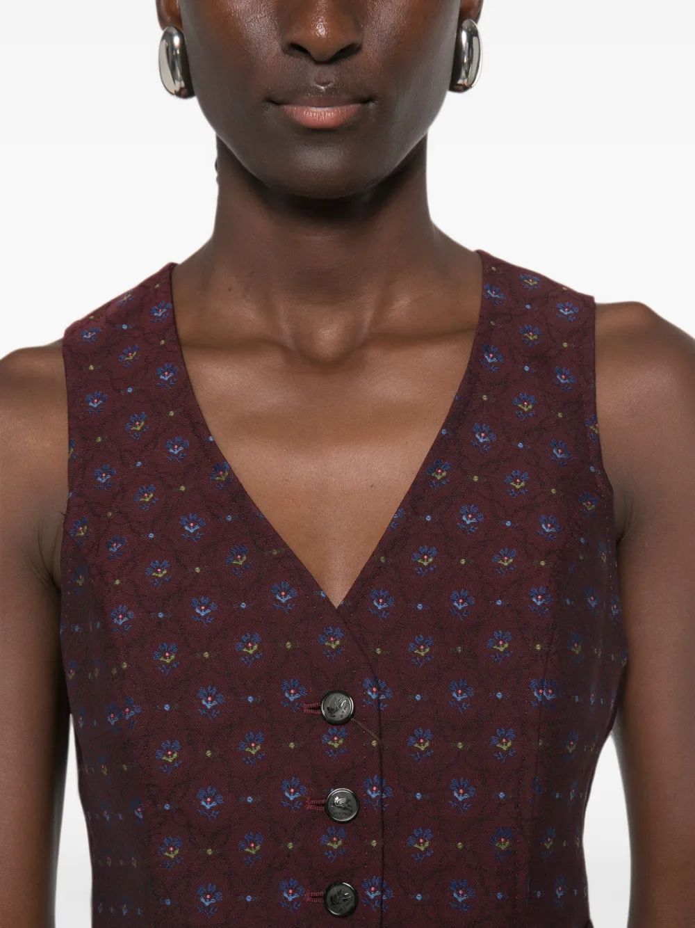 ETRO Gilet met geometrisch patroon en V-hals Bruin