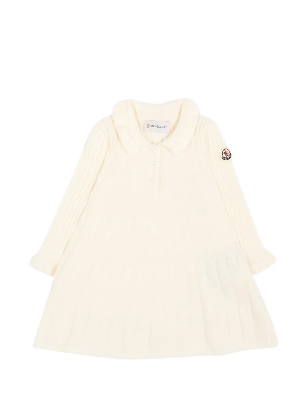 Moncler Enfant robe en maille nervurée à manches longues - Tons neutres Moncler Enfant robe en maille nervurée à manches longues - Tons neutres