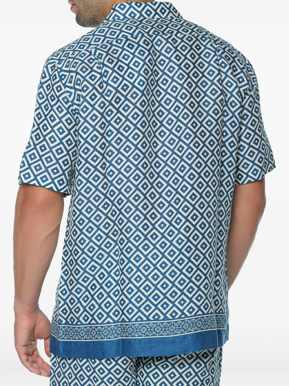 MC2 Saint Barth Sifnos Placed linnen overhemd met geometrische print Blauw