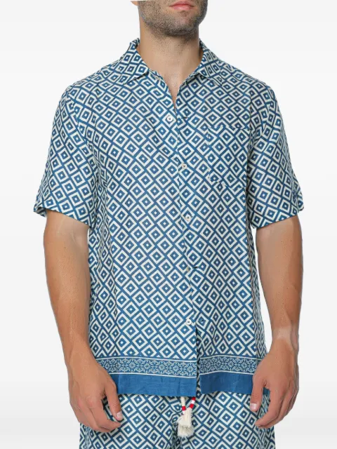 MC2 Saint Barth Sifnos Placed geometric-print linen shirt