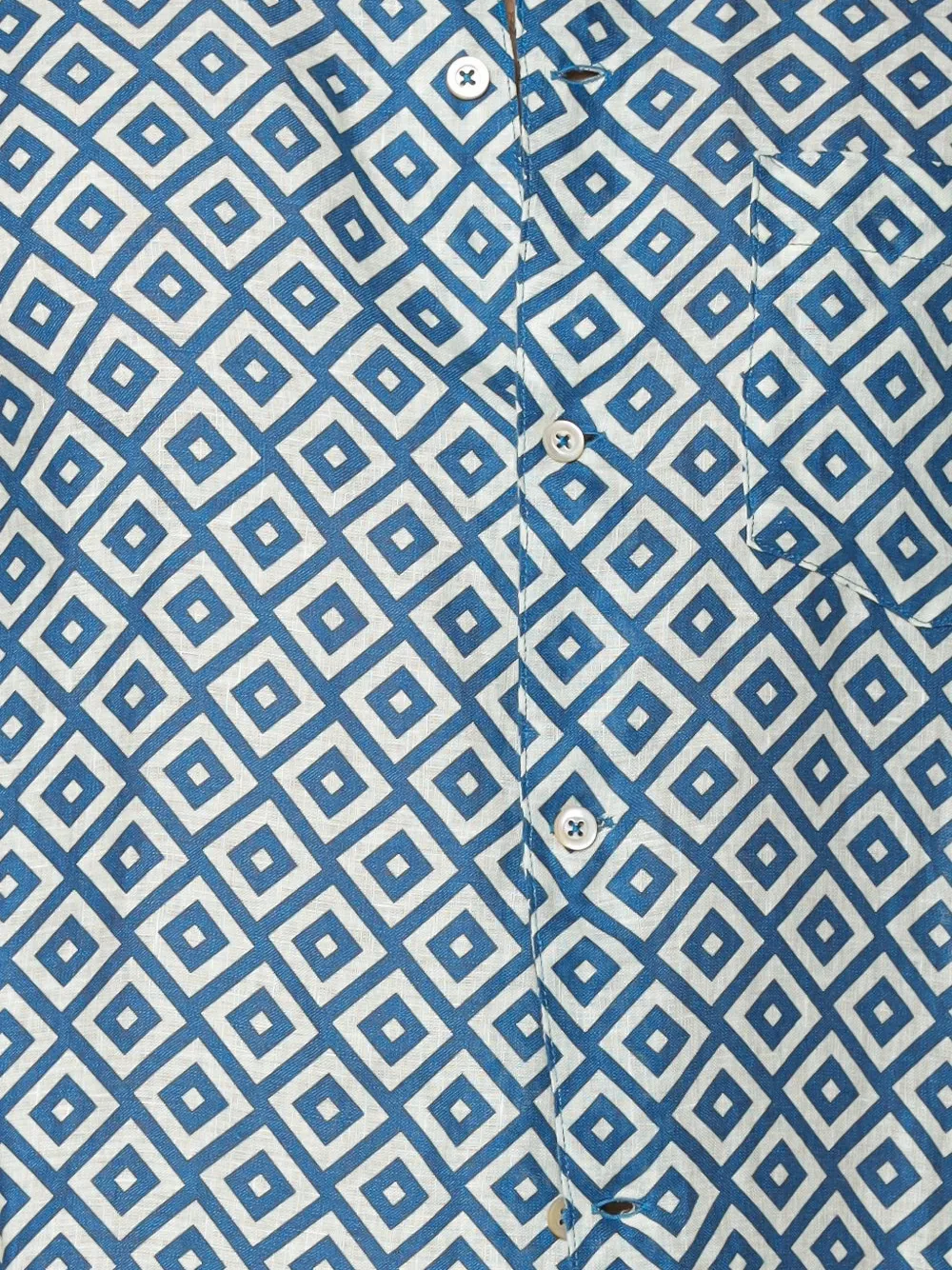 MC2 Saint Barth Sifnos Placed linnen overhemd met geometrische print Blauw