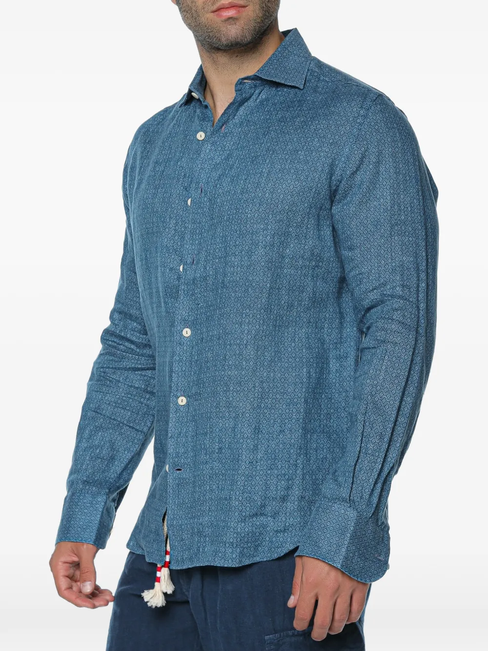 MC2 Saint Barth Pamplona linnen overhemd met bloemenprint Blauw