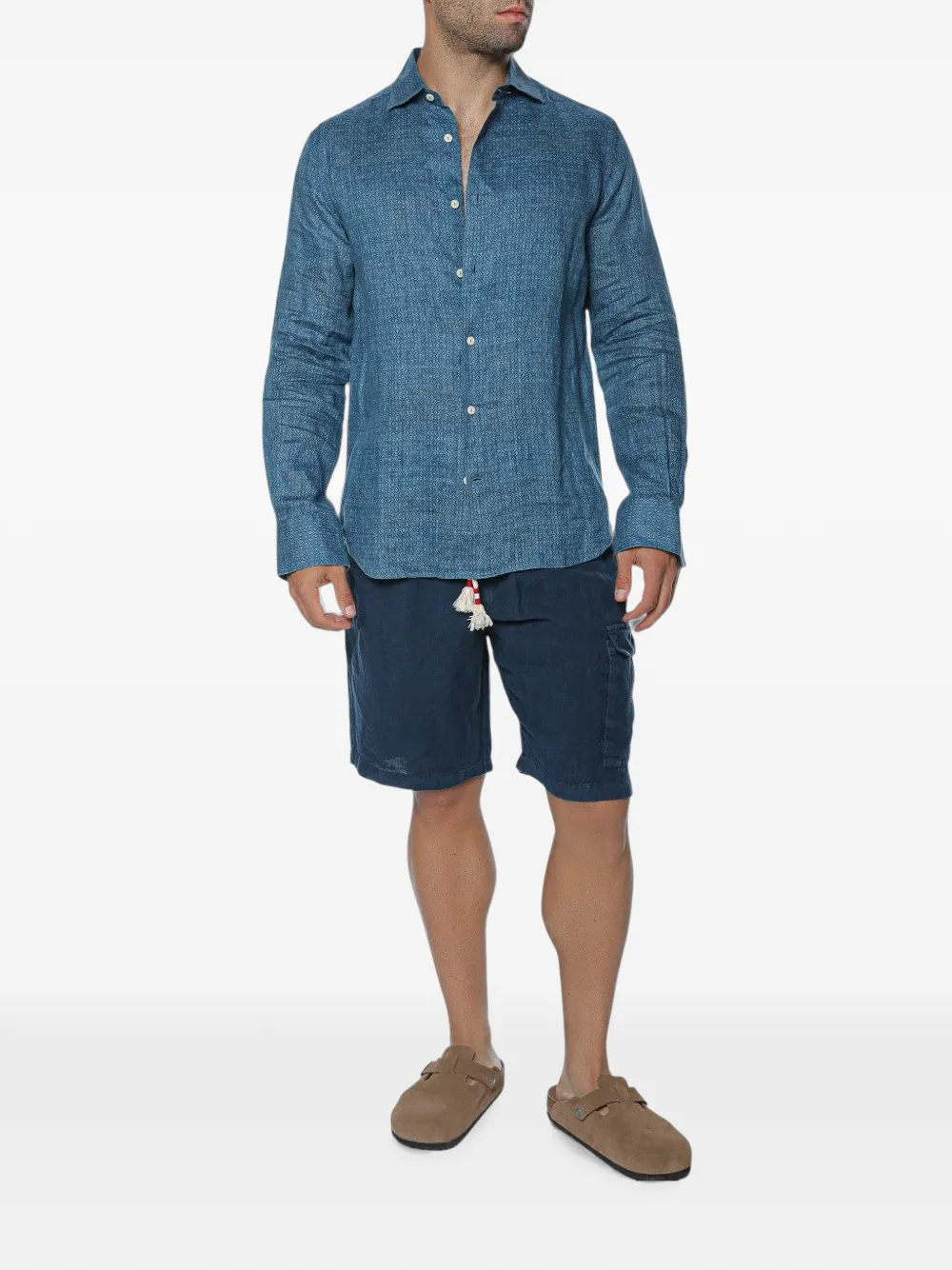 MC2 Saint Barth Pamplona linnen overhemd met bloemenprint Blauw