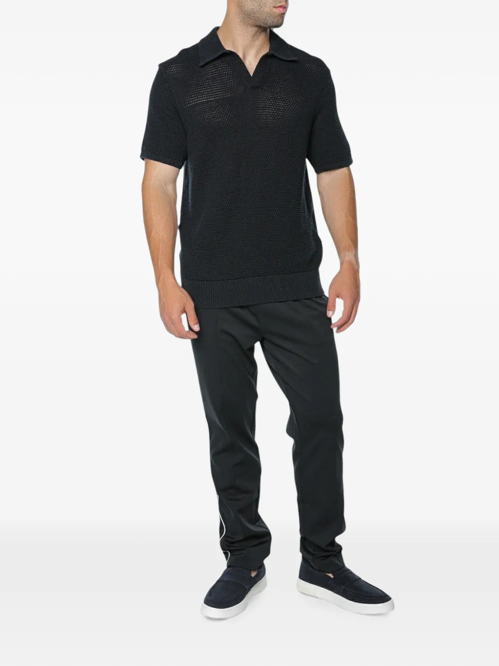 Michael Kors Johnny poloshirt met kraag met textuur Zwart