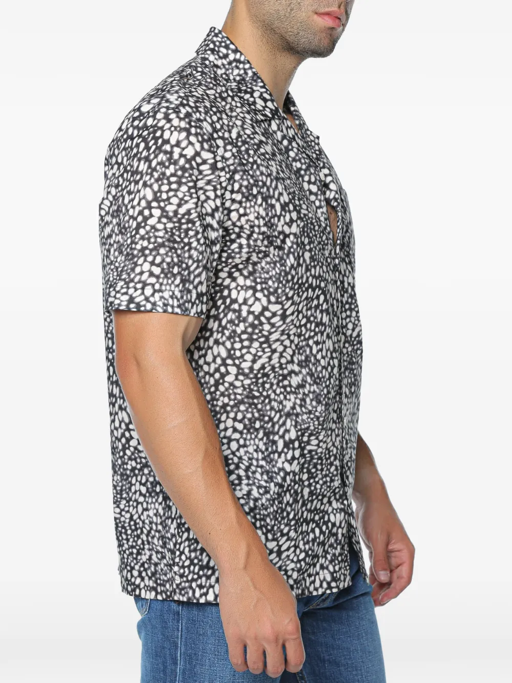 Michael Kors Overhemd met stingray-print en campkraag Zwart
