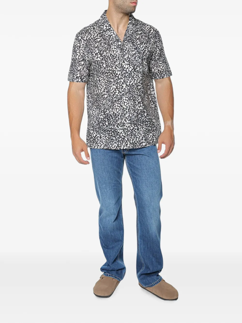 Michael Kors Overhemd met stingray-print en campkraag Zwart
