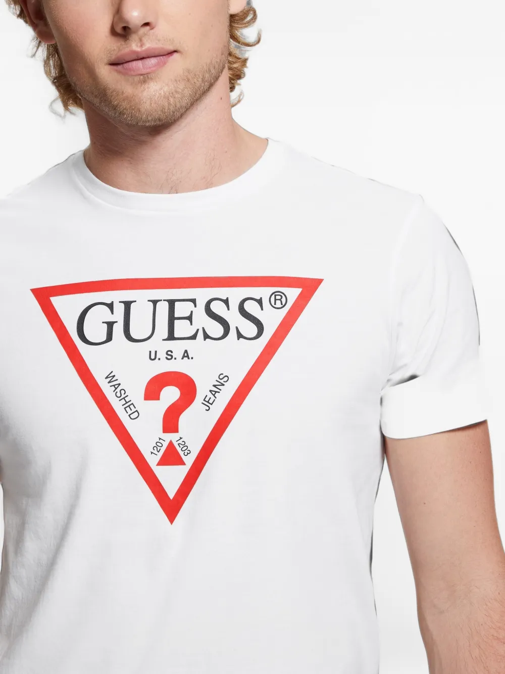 GUESS USA logo-print jersey T-shirt Wit