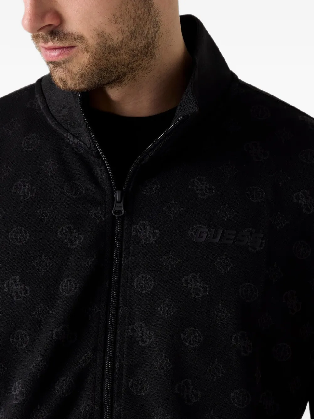 GUESS USA logo-monogram zip-up jacket Zwart