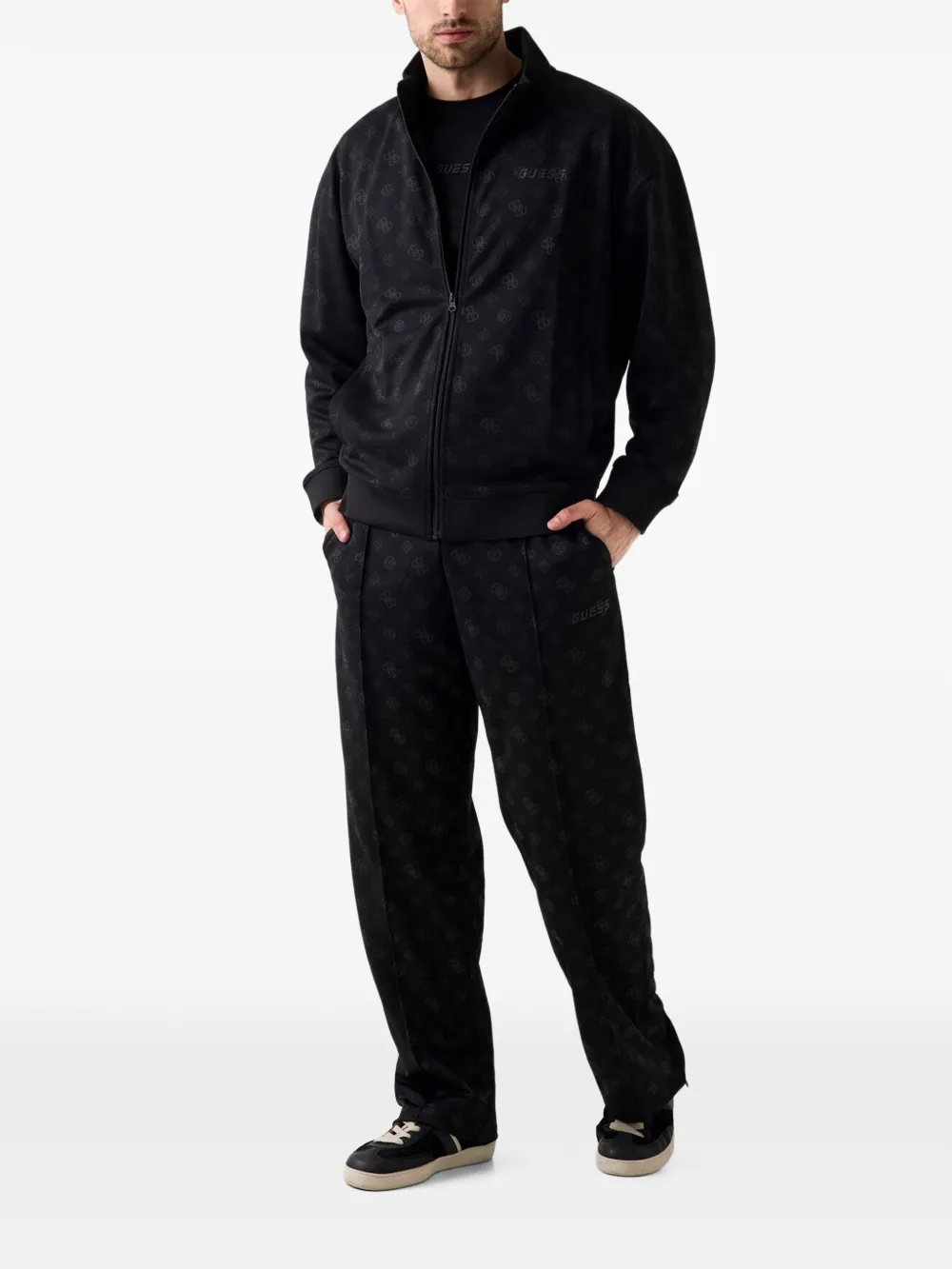 GUESS USA logo-monogram zip-up jacket Zwart
