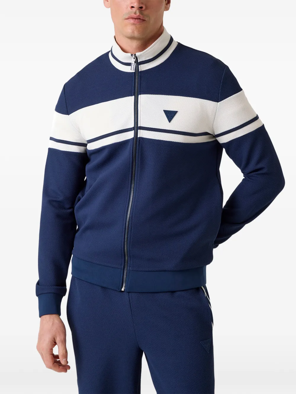 GUESS USA Spiros panelled zip-up jacket - Blau