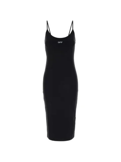 Off-White logo-print spaghetti-strap midi dress