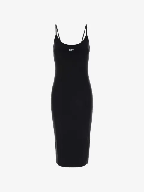 Off-White logo-print spaghetti-strap midi dress