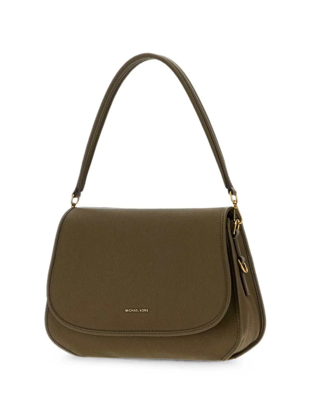 Michael Kors grained-leather foldover shoulder bag Groen