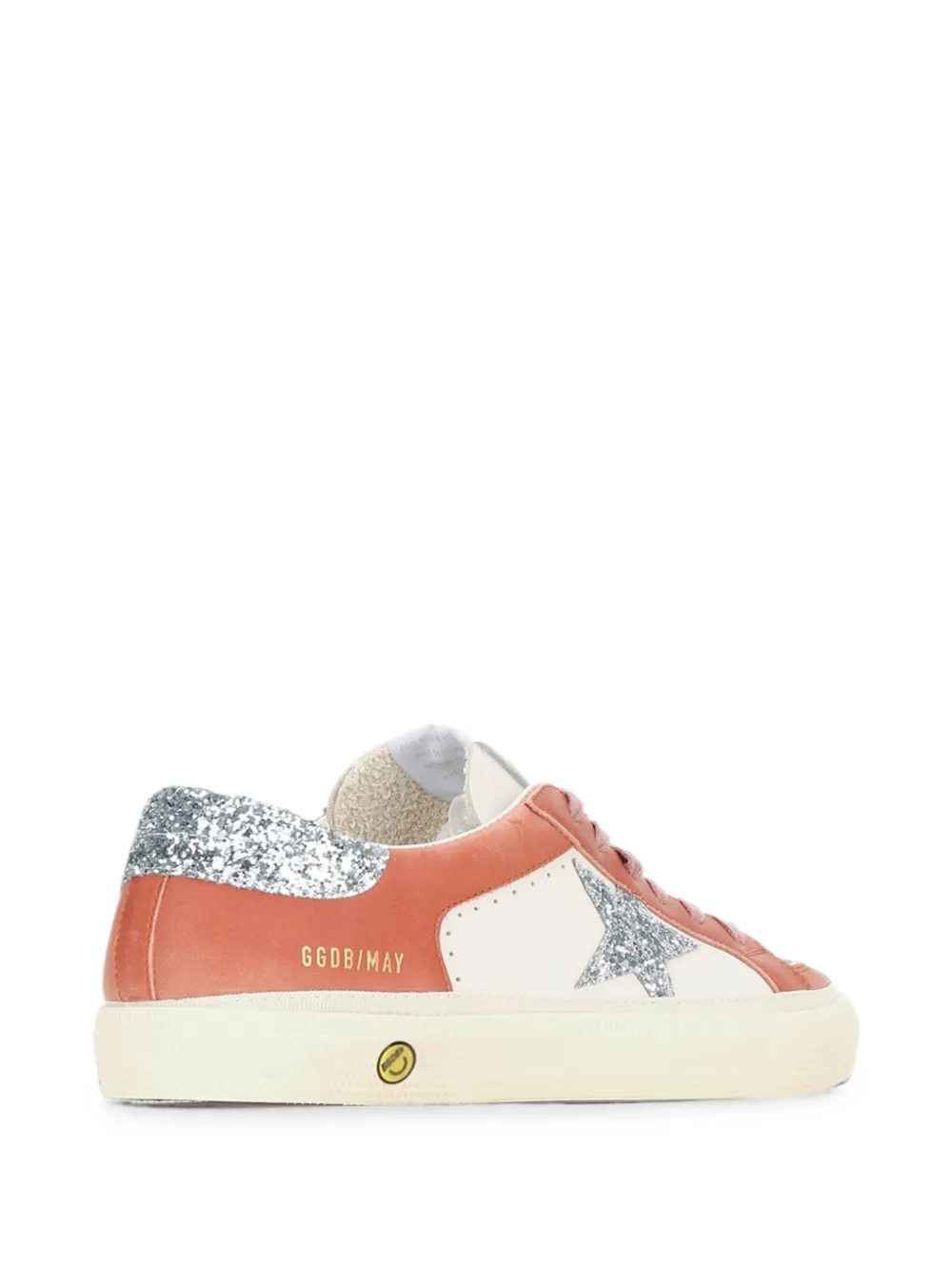 Golden Goose May glitter-star calf leather sneakers Beige