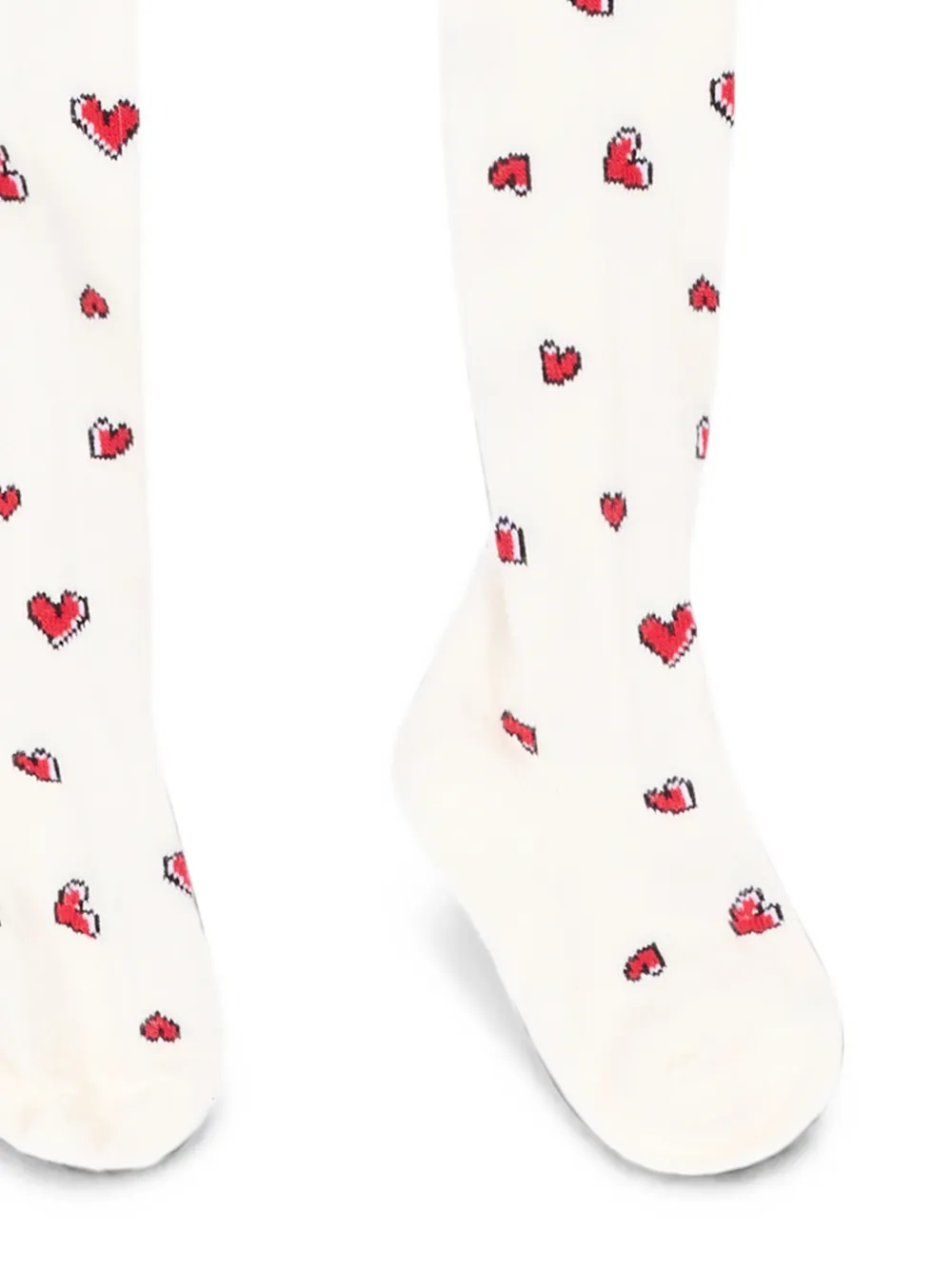 Monnalisa Panty met geborduurd logo en hartprint Beige