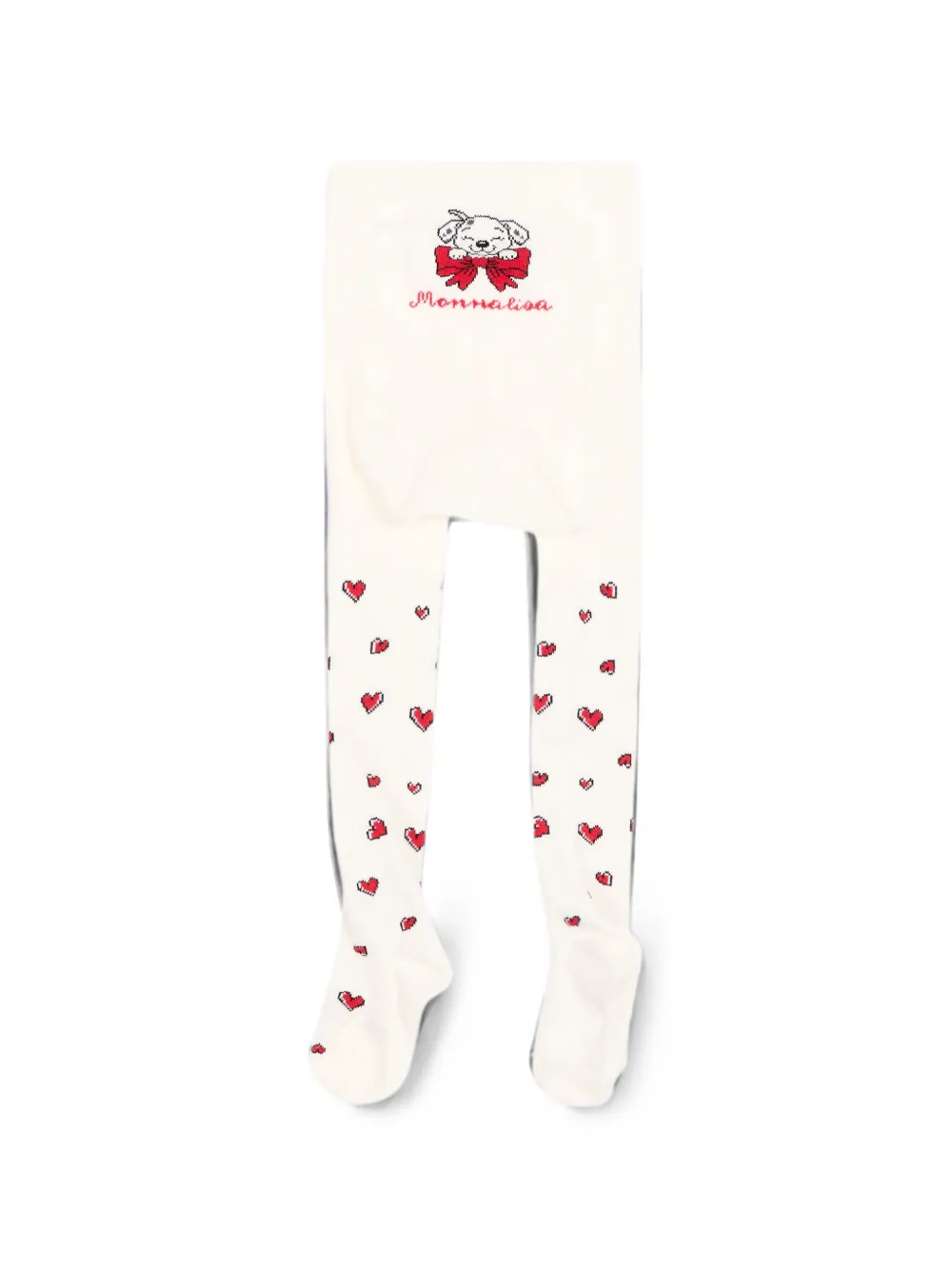 Monnalisa Panty met geborduurd logo en hartprint Beige