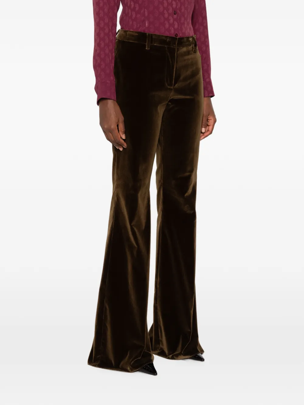 ETRO Fluwelen flared broek Groen