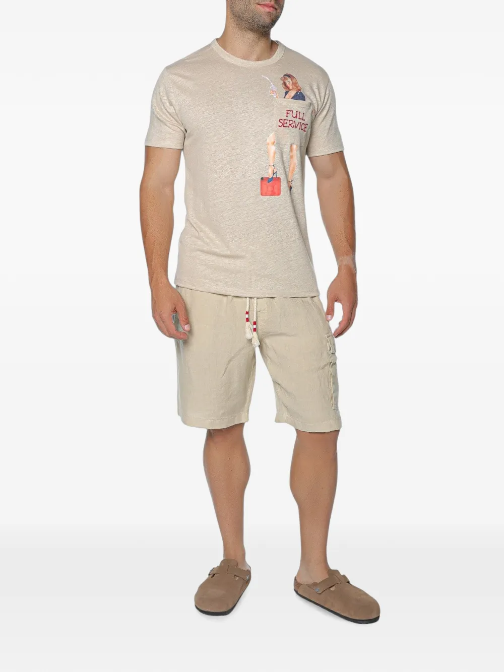 MC2 Saint Barth Ecstasea T-shirt met borstzak en grafische print Beige