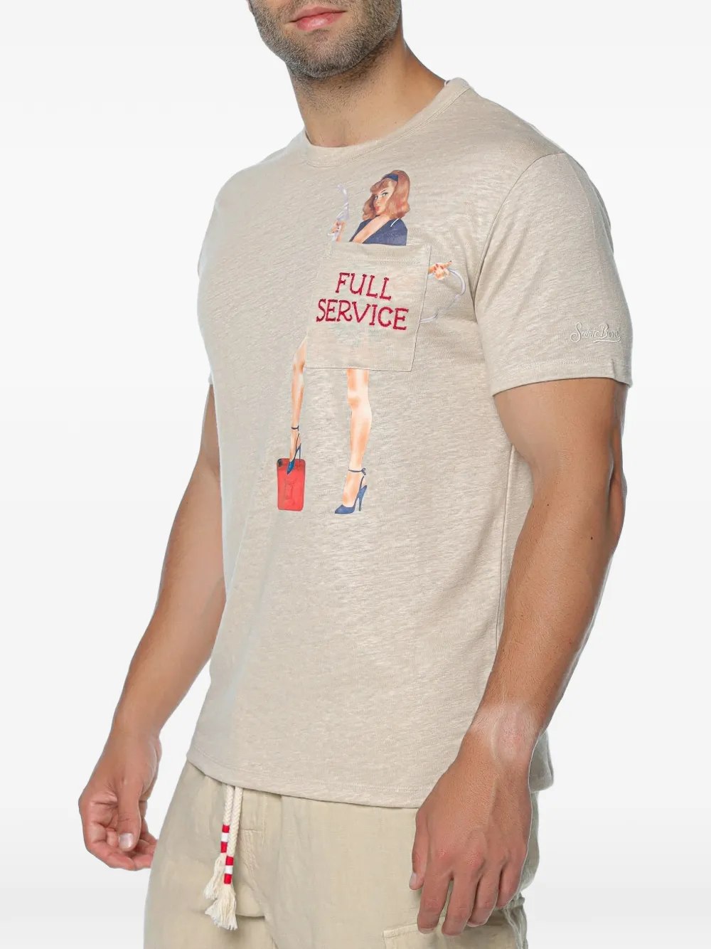 MC2 Saint Barth Ecstasea T-shirt met borstzak en grafische print Beige