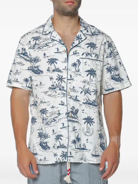 MC2 Saint Barth Kalea Piping detail surfer-print shirt