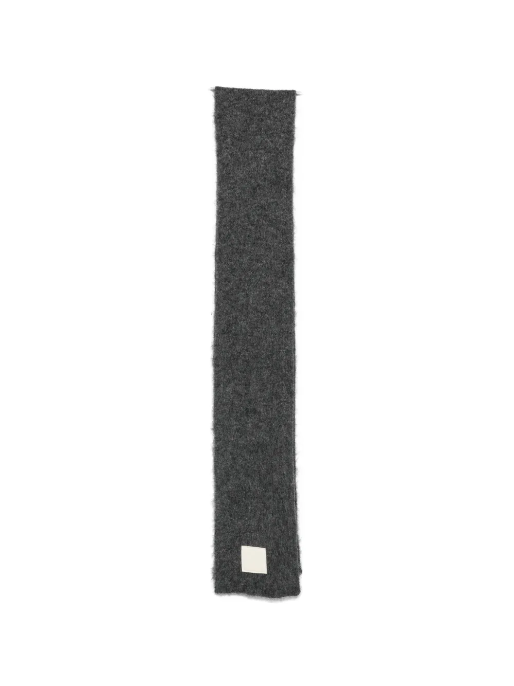 AMI Paris logo-patch knitted scarf - Grigio