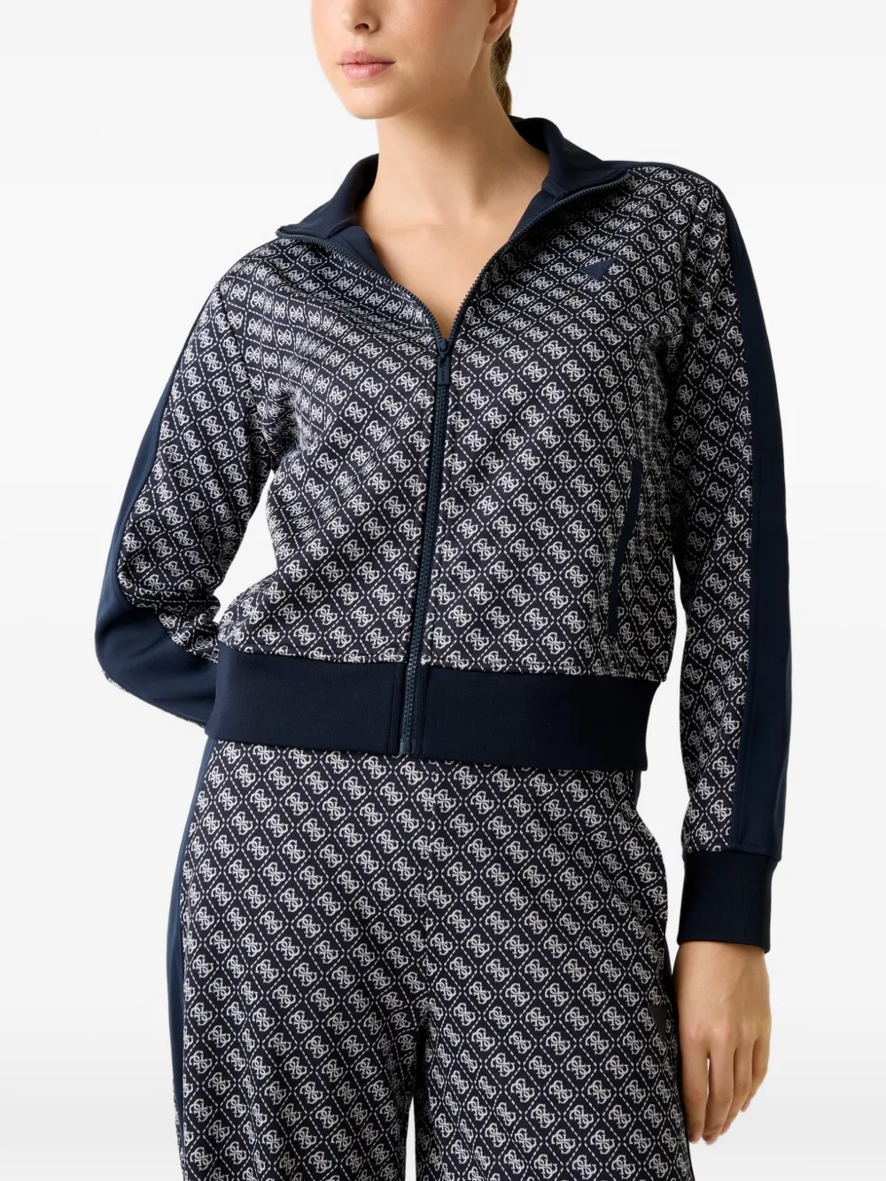 GUESS USA printed logo full-zip sweater - Blau
