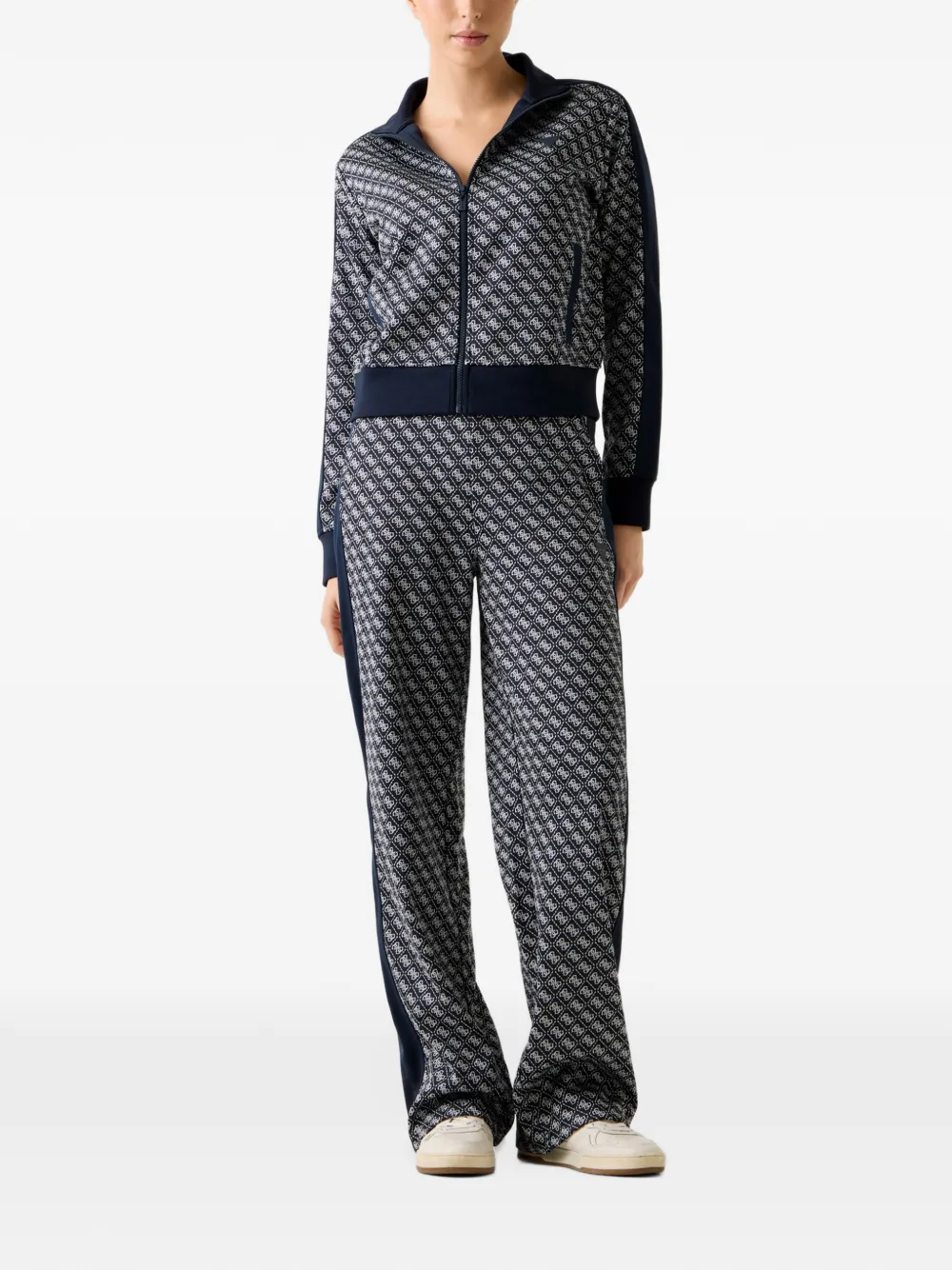 GUESS USA printed logo full-zip sweater Blauw