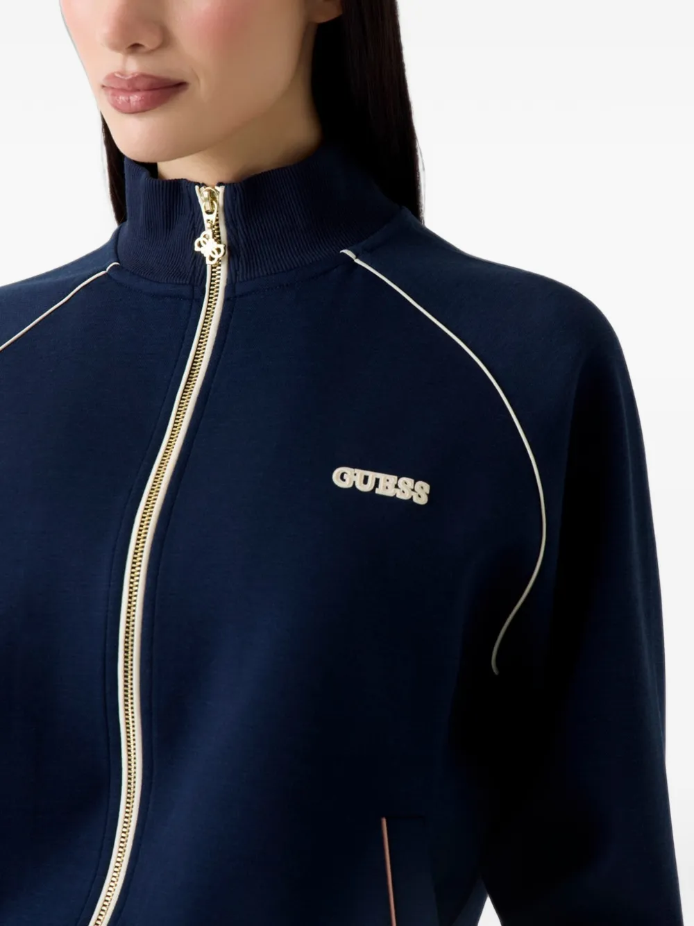 GUESS USA high-neck sfull-zip sweater Blauw