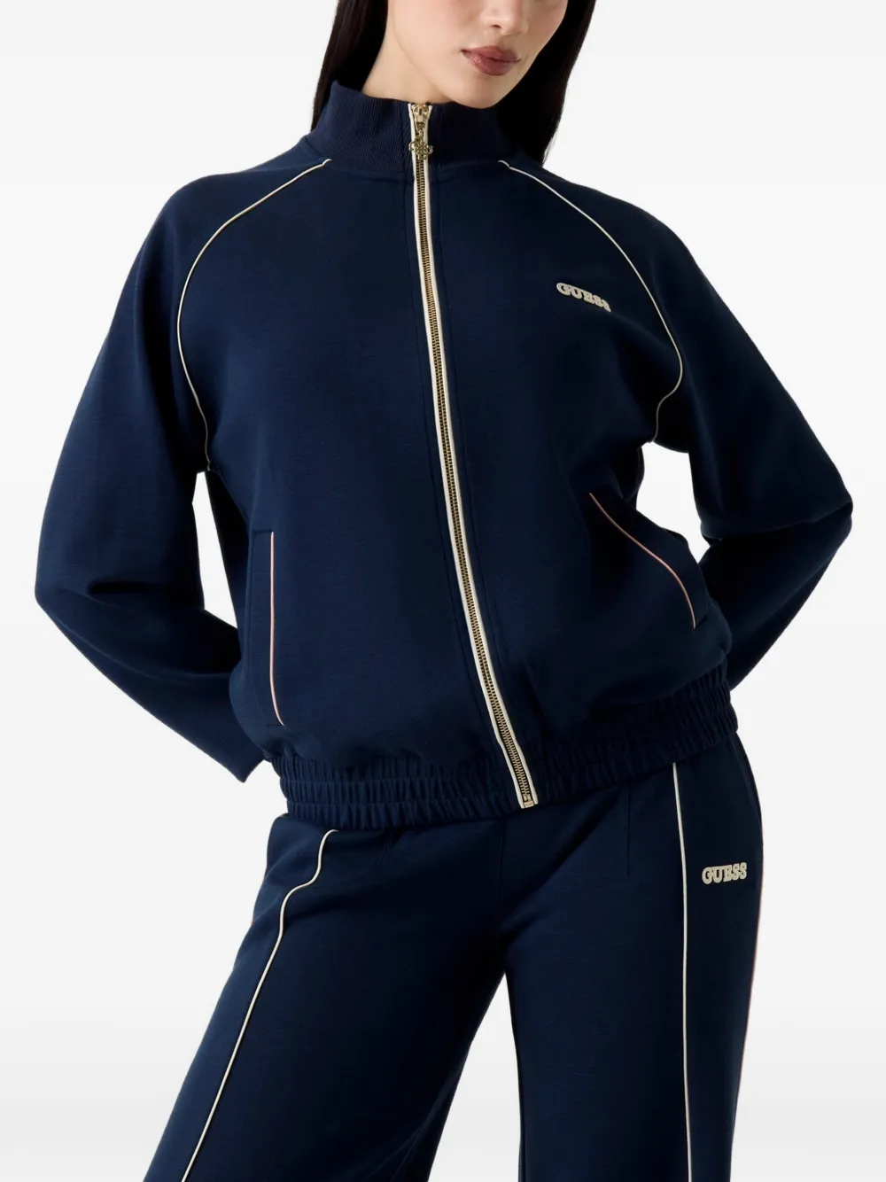 GUESS USA high-neck sfull-zip weater - Blau