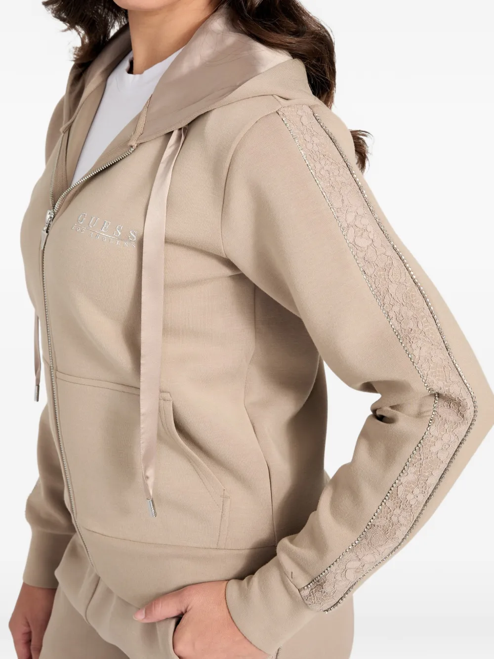 GUESS USA Scuba sweatshirt with hoodie Beige