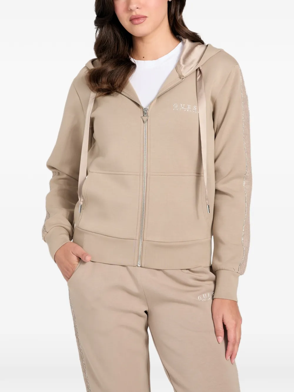 GUESS USA Scuba sweatshirt with hoodie Beige