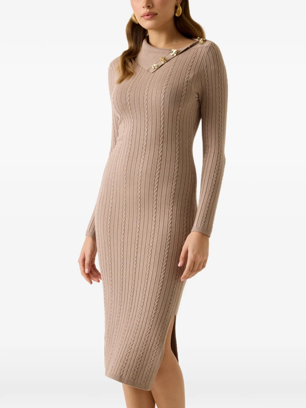 GUESS USA asymmetric neck midi dress - Nude
