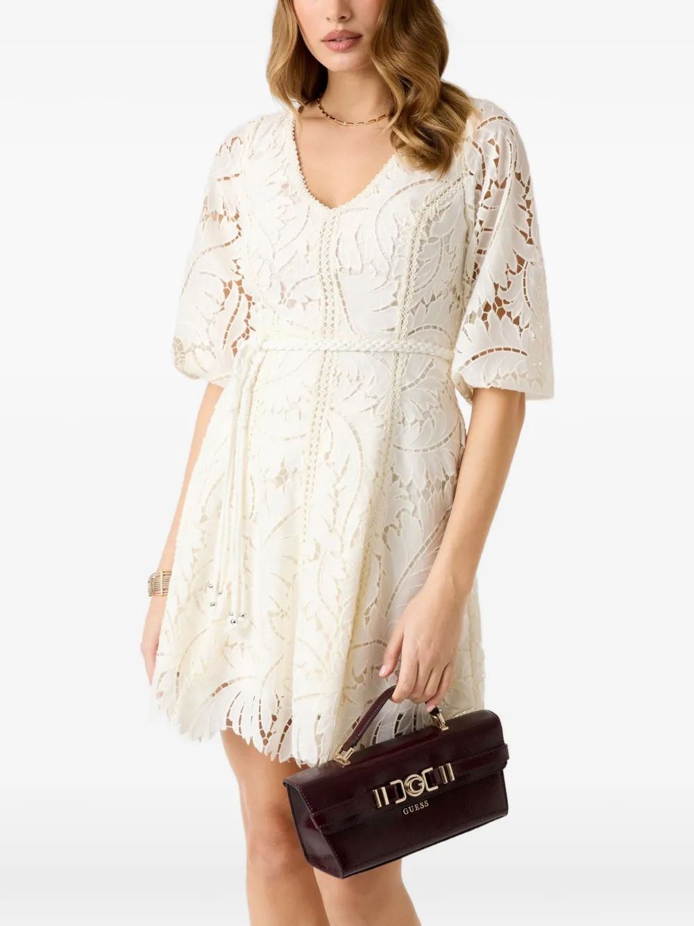 GUESS USA embroidered mini dress - Neutrals