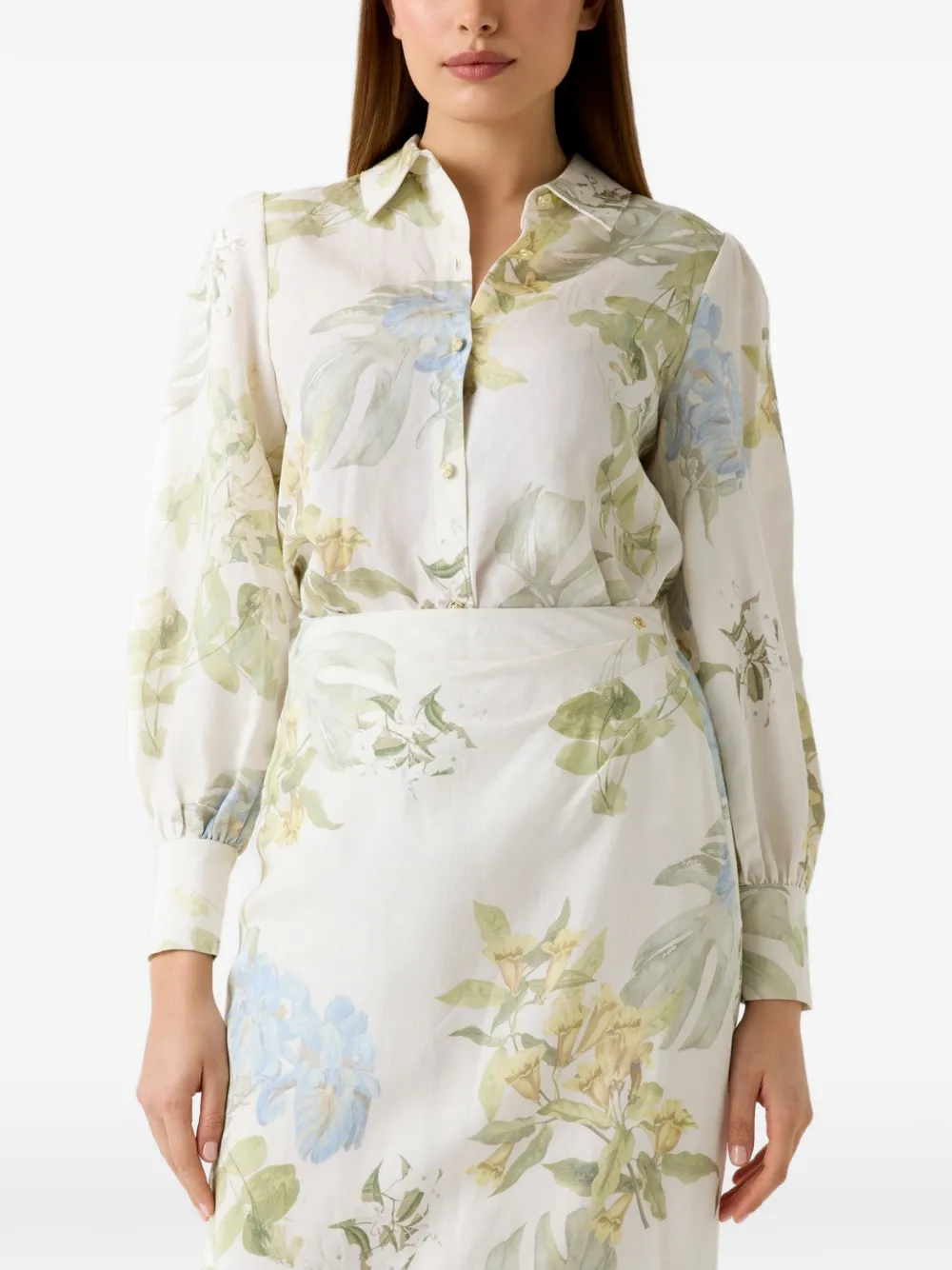 GUESS USA linen-blend printed shirt - Nude